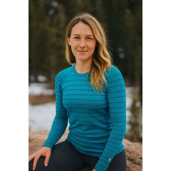Smartwool Blue Stripe Wool Long Sleeve Shirt Tee Top  Women's Size Small - Picture 1 of 10